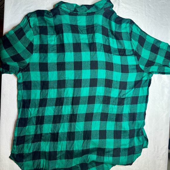 Hestera & Orchard Green Black Plaid Flannel Shirt XL Soft Rayon - Picture 3 of 6
